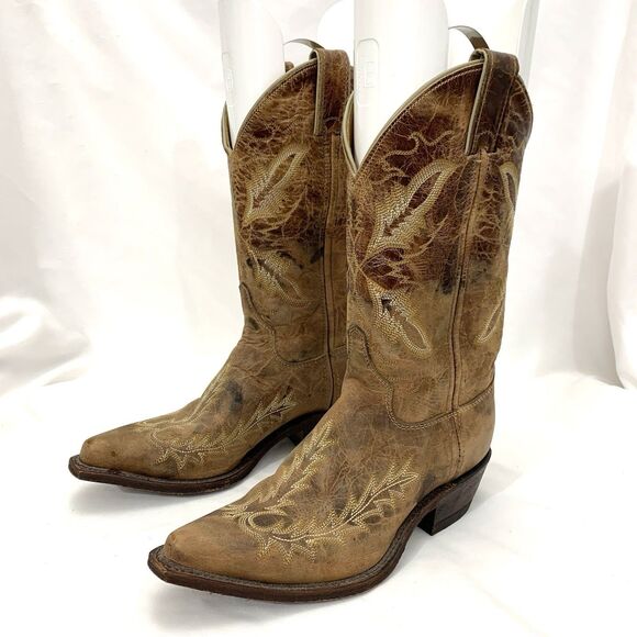 Justin Bent Rail 11" Distressed Tan Cowboy Boots BRL107 Wms EXCELLENT COND - Picture 5 of 13
